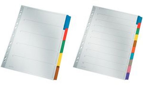 LEITS Intercalaires en carton, blanc, A4, 5 divisions, gris 