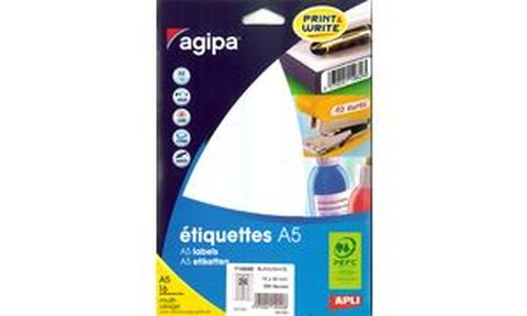 agipa étiquettes multi-usage, 19 x 38 mm, blanches          