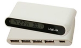 LogiLink hub USB 2.0 avec �cran LCD, 4 ports, blanc