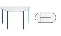 SODEMATUB table de réunion 147DRGBL, demi-rond gris clair/bleu