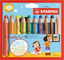 STABILO crayon multi talent woody 3 en 1 étui carton de 10