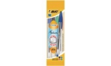 BIC Stylos � bille Cristal Medium, assortie, ds un etui de 4